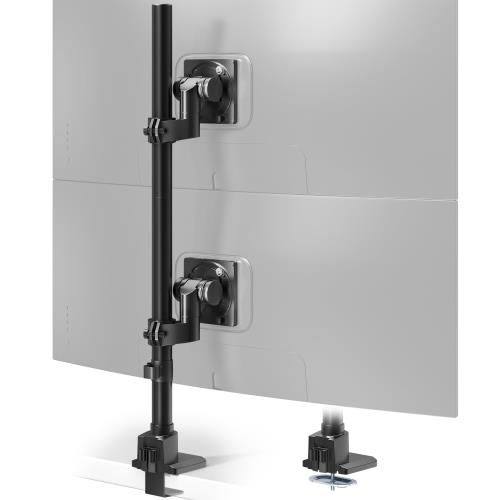 ACCURTEK 大型 モニターアーム 2画面 シングル 57インチ (2~27kg対応/湾曲モニター2~22kg対応) VESA規格対応 ロング ポール デスクマウント 高さ調整可能 スチール製 コンパクト 1関節 ブラック AC80-20P