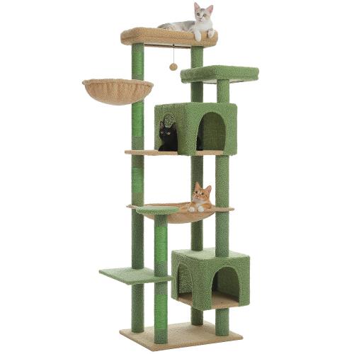 PETEPELA(ぺテぺラ) キャットタワー 大型猫用 スリム 多頭飼い 猫タワー 据え置き型 コンパクト 省スペース ハンモック サボテン 爪研ぎ 人気 おしゃれ かわいい シン・