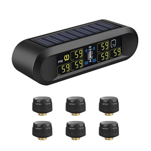 HUAJUN タイヤ空気圧センサー 6輪 tpms 空気圧センサー 高性能チップ 圧力温度即時監視 太陽エネルギー USBダブル充電 エアモニ 6輪 取り付け簡単 IP67防水防塵 4輪-6輪対応 トラック トレーラー キャンピングカー 多車種対応