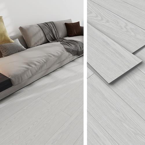 フロアタイル 置くだけ 木目 厚手2mm 36枚入り/ 約3畳/6畳/12畳 床 リメイク シート 貼るだけ ウッド タイル フロア マット リノベーション DIY フローリングマット 粘着シート（914.4*152.4mm、木目M15 グレー）