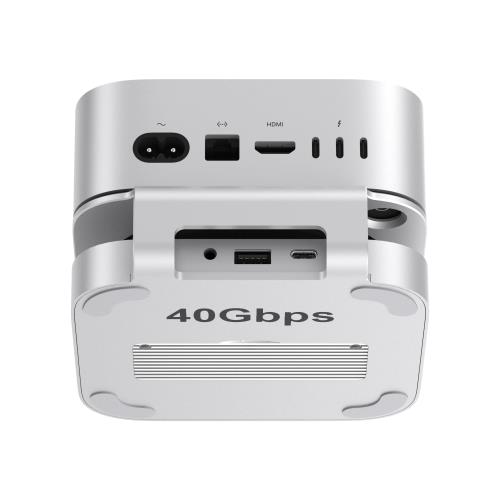Qwiizlab 40Gbps Mac mini M4/M4 Pro スタンドハブ USB4 NVMe SSDエンクロージャ付き USB-Cホスト 3 USB-A 2.0 3.5mmオーディオ M.2 PCIe最大8TB対応 Thunderbolt 4/5対応