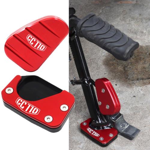 FOR CC 110 Cross Cub 110 CC110 クロスカブ110 2018-2024 2025 オートバイCNCアルミニウムサイドスタンド拡大プレートキックスタンド延長サイドキックアシストブロック サイドスタンド (レッド,A+B)