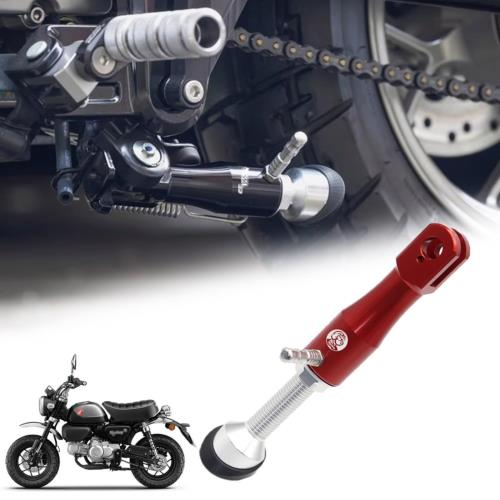 FOR モンキー125 Monkey 125 CT125 CT 125 ダックスST125 DAX ST 125 グロムMSX125 GROM MSX 125 2018-2024 2025 アルミニウム合金 調整可能 短いサイドスタンド 140mm-185mm オートバイ サイドブラケット 軽量 耐久性 サイドスタンド (レッド,Monkey 125)