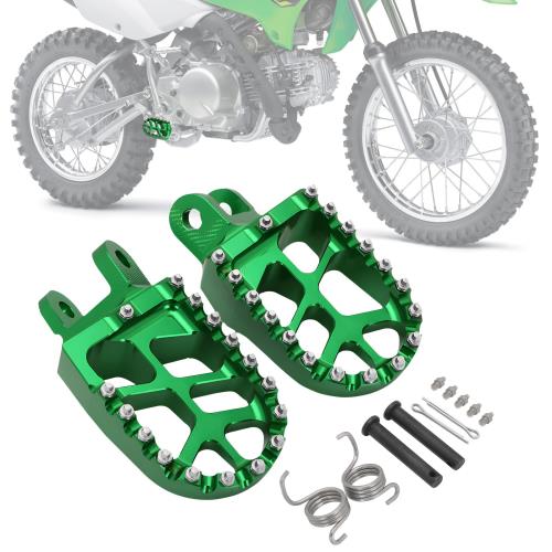 JFG バイク フットペグ バイクステップ セット（コーターピン＋ピン軸＋フットペダル） 滑り止め アルミ製 適用車種 KLX250 KLX300 KLX250SF KLX300SM オートバイ フットレスト ペダル ‐ グリーン