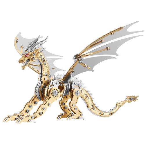 LONGPIN 立体金属ドラゴンパズル 大人用3Dモデル組立キット｜インテリア雑貨/オフィス装飾/ギフト対応｜機械工学デザイン（きんいろ）