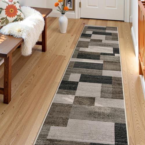 HAOCOO 廊下 カーペット 洗える 60X240cm キッチンマット 北欧風 ラグ 厚さ5mm ロングカーペット 廊下敷き フローリングマット ホットカーペット対応 滑り止め 漏れ防止 防音 台所 バスマット ブラウン