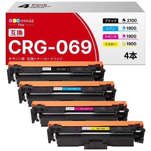 GPC Image Flex CRG069 CRG069H canon 用 069H トナー 純正と併用可能 キャノン用 069 4本セット (BK/C/M/Y) 残量表示 ICチップ付き 印刷枚数：ブラック約3130枚、カラー約2350枚 対応機種：MF715CDW MF753CDW MF755CDW LBP671C LBP672C LBO674C 互換トナー新・旧パッケージ任 12,842円