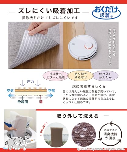 SankoPet ペットマット このコ想いのロングマット 60×180cm ベージュ ズレない 洗える 日本製 おくだけ吸着 カーペットタイプ KY-97