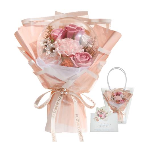 MEJARDIN リニューアル仕様 自立式バルーンブーケ 人気 ソープフラワー 花束 枯れない花 フラワーブーケ 造花 母の日 誕生日 記念日 結婚祝い 敬老の日 贈り物 プレゼント 豪華ギフトBOX メッセージカード 手提げ袋付き ピンク