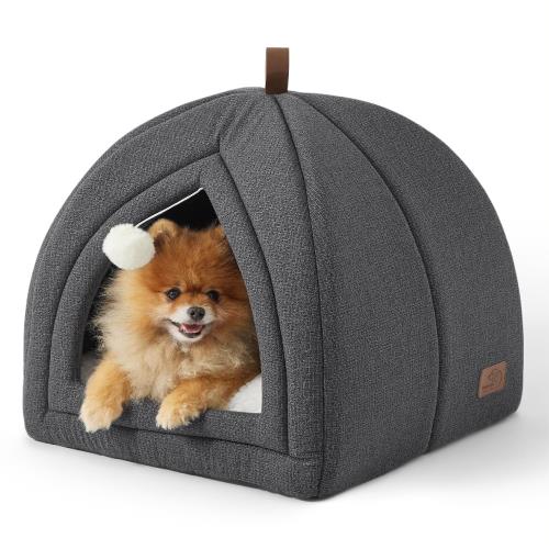 猫ハウス 猫ベッド 2way 折りたたみ 取り外し可能なクッション付き 滑り止め底 収納簡単 持ち運び便利 小型犬/猫/小動物用 (グレー, 44*44*44cm)
