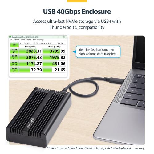 StarTech.com M.2 SATA SSD外付けケース USB4 Type-C接続 40Gbps NVMe PCIe B+M/M Key 1USB4-NVME-ENCLOSURE