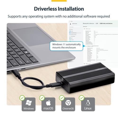 StarTech.com M.2 SATA SSD外付けケース USB4 Type-C接続 40Gbps NVMe PCIe B+M/M Key 1USB4-NVME-ENCLOSURE