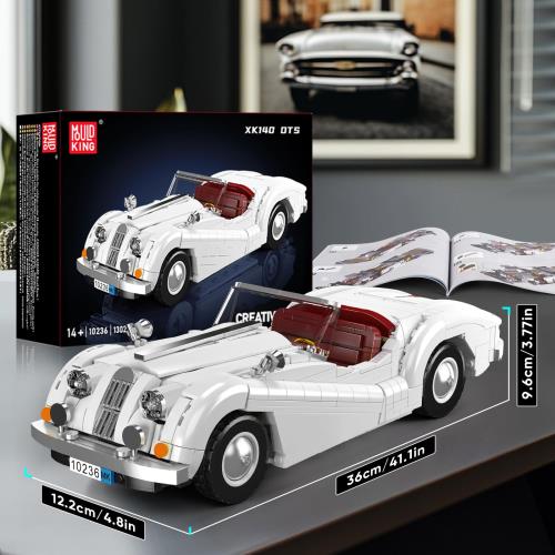 Mould King 10236 MOCレトロオープンカービルディングブロックキット、1302+部品モデルカーキット、大人および子供のための技術アメリカのスポーツカーのおもちゃ 8+歳_1