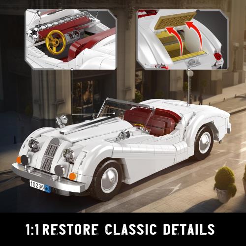 Mould King 10236 MOCレトロオープンカービルディングブロックキット、1302+部品モデルカーキット、大人および子供のための技術アメリカのスポーツカーのおもちゃ 8+歳_2