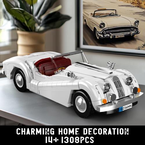 Mould King 10236 MOCレトロオープンカービルディングブロックキット、1302+部品モデルカーキット、大人および子供のための技術アメリカのスポーツカーのおもちゃ 8+歳_3