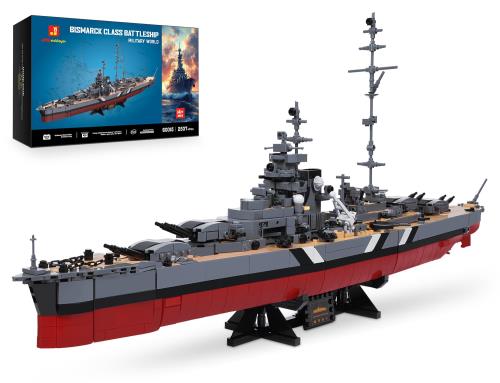 JMBricklayer 戦艦ビルディングブロックセット 60015、大人向け組み立ておもちゃ、第二次世界大戦のビスマルク海軍軍艦 船模型、大型 航空母艦 玩具プラモデル、軍事建