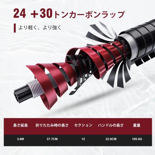 Goture テンカラロッドセット 渓流竿 3.6m アクセサリー12個 フライフィッシングチェストパック テンカラロッド テンカラ竿 釣り セット 軽量 炭素繊維テンカラ 渓流釣り/河川釣り トラウト ヤマメ イワナ ニジマス アマゴ 釣り竿 コルク製グリップ/カーボン製グリップ