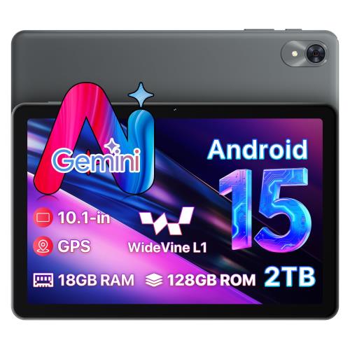 Android 15 タブレットGemini AI搭載 10インチタブレット WiFiモデル｜18GB+128GB（2TBまで拡張）WideVine L1対応｜デュアルバンドWiFi6・5000mAh Type-C充電・GPS｜Kids Space対応 学習・動画視聴に最適｜技適認証済 OYEFIT T10 Tab グレー