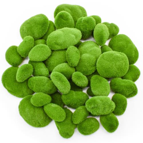 Bacucine 人工苔玉 フェイク 50個セット/5サイズ 人工観葉植物 苔石 フェイクグリーン 苔テラリウム 鉢植え 造景 模型 植物 ジオラマ ミニチュア DIY手芸 ミニガーデニング雑貨 (50)