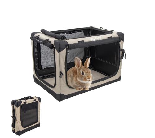 GPR ペット ソフトクレート ケージ ペットキャリー ペットハウス カバー取り外せる 4面メッシュ出入口 鉄フレーム 猫犬兼用 折りたたみ式 洗濯可能 (ベージュ, S) 8,250円