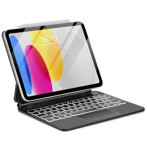 TabletKeyerマジックキーボード JIS日本語配列 iPad(A16 第10世代/第11世代)キーボード付きカバー,トラックパッド フローティングカンチレバースタンド レインボーバッ