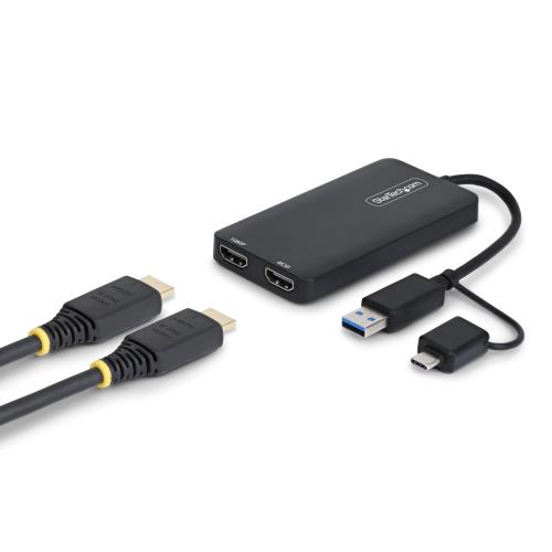 StarTech デュアルモニター対応 USB-HDMI変換アダプター macOS（M1 / M2 / M3 / M4）Windows ChromeOS対応 Thunderbolt USB 3.0 USB-C接続 HDMI 2画面出力（4K 30Hz＋1080p）デュアルディスプレイ 107B-USB-HDMI-2