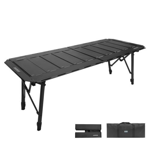 ARURU IGTテーブル 5ユニット アウトドアテーブル 高さ調整可能 137×58cm アルミ製 耐荷重50kg IGT規格対応 BBQ/キャンプ/焚き火台用 折りたたみ式 コンパクト収納バッグ付き(ブラック)
