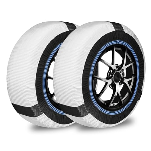 MOLONG 布製タイヤチェーン スノーソック 布チェーン 軽自動車 非金属 タイヤチェーン 布製 軽量 静音 滑り止め 収納簡単 タイヤを傷まない ジャッキアップ不要 冬場 雪道 路面凍結 緊急用 簡単取付 チェーン規制対応 日本語取付説明書付 (M)