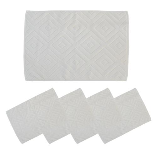 オカ(OKA) エアリ タオル地バスマット 約 40cm × 60cm 5枚組 ホワイト  吸水 速乾 洗える 安心 旅館 ホテル おしゃれ 足ふきマット セット 同色