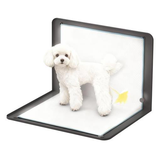 Assky シリコンマット ペット トレーニング トレー シリコンマット ペット用 ポータブル防漏れ高縁 厚手滑り止め 室内床保護 4隅 固定 折りたたみ可能 犬 トイレトレー ブラック65x89cm