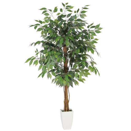 FEELEAD 152cm フェイクグリーン 観葉植物 造花 人工植物 大型 インテリア 室内用 リアル おしゃれ 枯れない メンテナンス不要 お手入れ簡単 空気清浄 リビング 玄関 オフィス 店舗 商業施設 装飾 鉢植え付き フィカス ベンジャミン