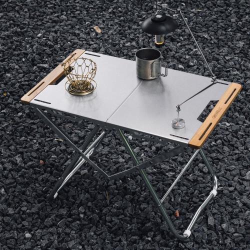 Simpleme焚き火テーブルステンレス 折りたたみ 焚き火 アウトドア キャンプ 頑耐荷重50KG丈焚火台ローテーブル 収納バッグ付き_7