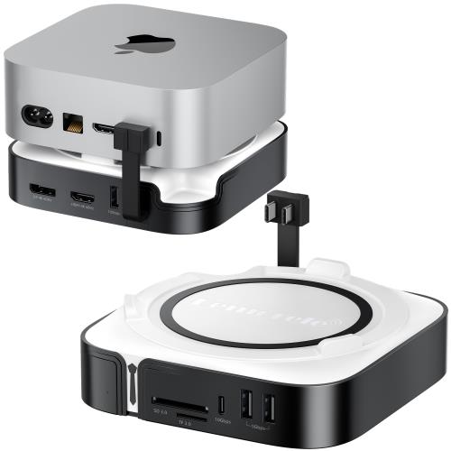 Mac mini M4/M4 Pro ドッキングステーション＆マックミニ スタンド (8-in-1) HDMI+DP 3画面 拡張 M.2 NVMe SSDエンクロージャ USB-CA3.2Gen2（10Gbps）USB3.0x2・TF/SDカードリーダー対応/Mac mini M4/M4 Pro 専用