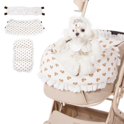 レースフリルをプレゼントPETTENA ペットカート クッション 3点セット 犬体工学 関節サポート ふわふわ カイロOK カバー取り外し可能 IPX4防水インナーライナー 小中型犬まで対応