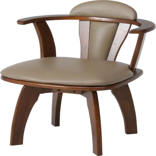 不二貿易 ダイニングチェア 幅52.5×奥行50×高さ70cm ブラウン 合成皮革 天然木 360度回転 肘付 81236の通販は