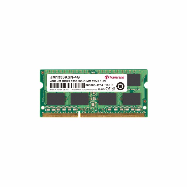 Transcend ノートPC用メモリ PC3-10600 DDR3 1333 4GB 1.5V 204pin SO-DIMM JM1333KSN-4Gの通販は