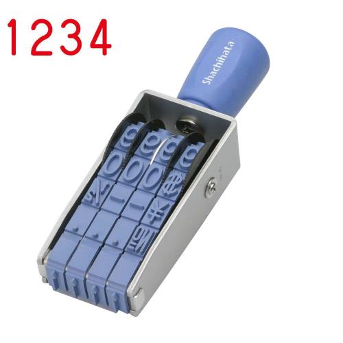 シャチハタ スタンプ 回転ゴム印 欧文4連 初号 捺印サイズ 約64×12ミリ ゴシック体の通販は 6,795円