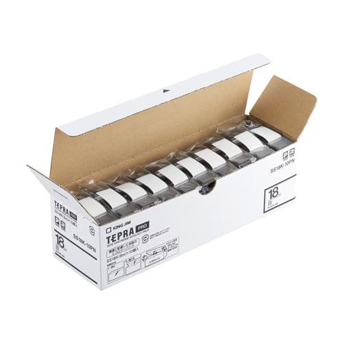 キングジム 純正 テプラPROテープカートリッジ エコパック10個入 18mm 白ラベル/黒文字 長さ8m SS18K-10PNの通販はその他文房具・事務用品