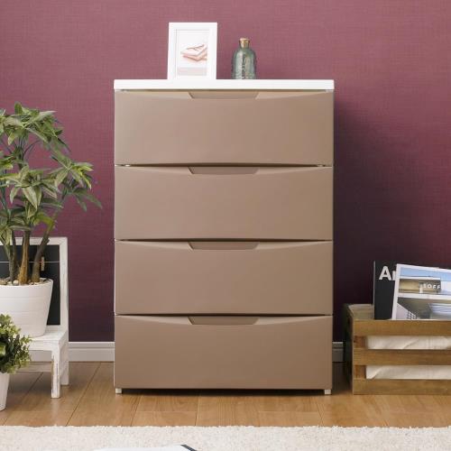 アイリスオーヤマ チェスト 4段 届いてすぐ使える完成品 日本製 ルーム ホワイト / ブラウン プラスチック RC-554 幅55cm×奥行41cm×高さ80.5cm 組立不要の通販は 8,265円