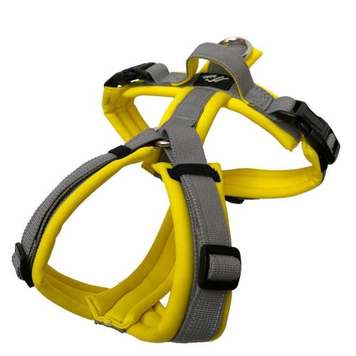 Hakusan ゼロハーネス 負担軽減 犬用ハーネス サイズ調整可 簡単着脱 夜間反射材 軽量 通気 ハンドル付き ネームプレート XL サイズ イエロー×グレイの通販は 5,546円