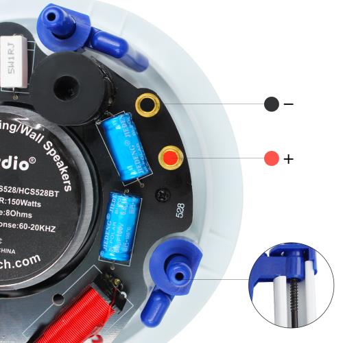 Herdio 300W Bluetooth 天井埋め込み型スピーカー 2ウェイ/ラウンド型/1本 ホワイト 18.5cm 8Ω 天井スピーカー