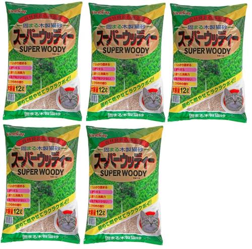常陸化工 固まる木製猫砂 スーパーウッディー 12L×5個 (ケース販売)の通販は