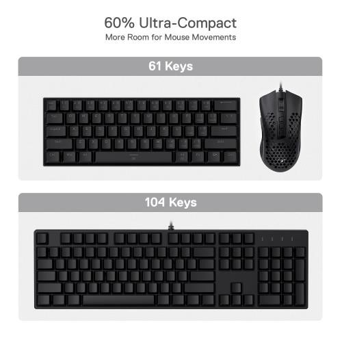 Redragon K630 Dragonborn 60%有線RGBゲーミングキーボード 61キーコンパクトメカニカルキーボード リニアレッドスイッチ付き プロドライバーサポート ブラックの通販は