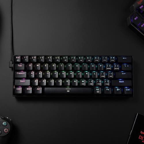 Redragon K630 Dragonborn 60%有線RGBゲーミングキーボード 61キーコンパクトメカニカルキーボード リニアレッドスイッチ付き プロドライバーサポート ブラックの通販は