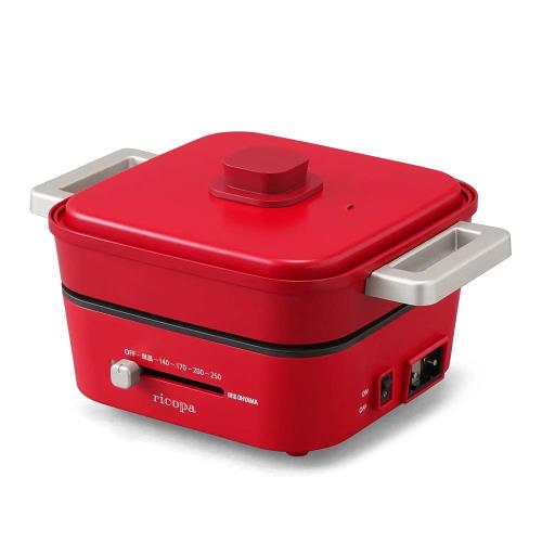 アイリスオーヤマ ホットプレート グリル鍋 2枚プレート (平面プレート 深なべプレート) サーモスタット機能 ricopa レッド IGU-PR2-Rの通販は