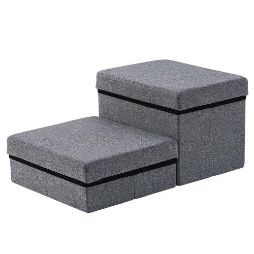 アイリスオーヤマ ドッグステップ 犬用階段 踏み台 2段 収納 折りたたみ グレー 小型犬 高さ30cm