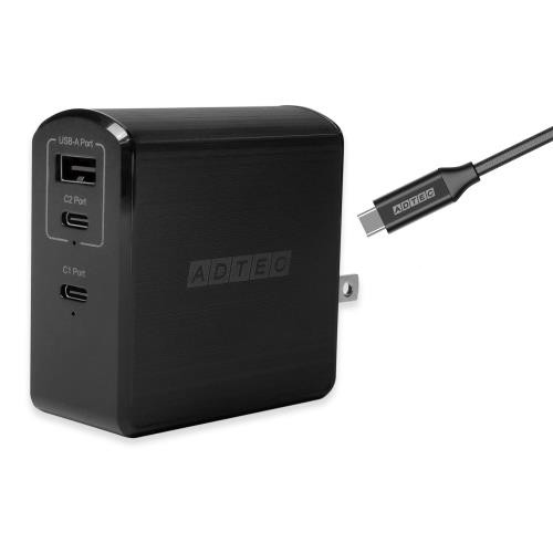 アドテック PD充電器 105W 3ポートeMarker搭載100W Type-Cケーブル付属USB-Cｘ2+USB-APower Delivery/GaN (窒化ガリウム) ブラック/APD-A105AC2-wC-BKの通販は