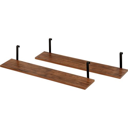 萩原 つっぱり ラック 追加棚 オプション ウォールラック 木目調 2枚セット 幅80 奥行17.5 高さ15 モダン シンプル ブラウン×ブラック KTR-3142-T80BB 4,928円