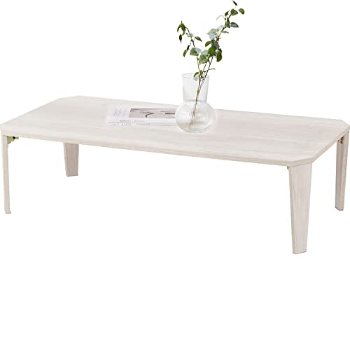 萩原(Hagihara) ローテーブル センターテーブル テーブル 机 木目調天板がスタイリッシュ 折りたたみ 完成品 軽量 ヴィンテージ リビング ソファテーブル 幅120×奥行45.5×高さ32 ホワイト MT-6867WSの通販は 8,333円