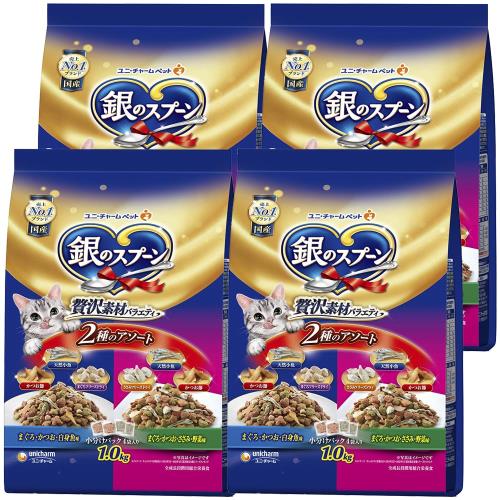 まとめ買い銀のスプーン キャットフード ドライ 贅沢素材バラエティ 2種のアソート 4.0kg（1.0kg×4） 国産 ユニチャームの通販は 5,218円